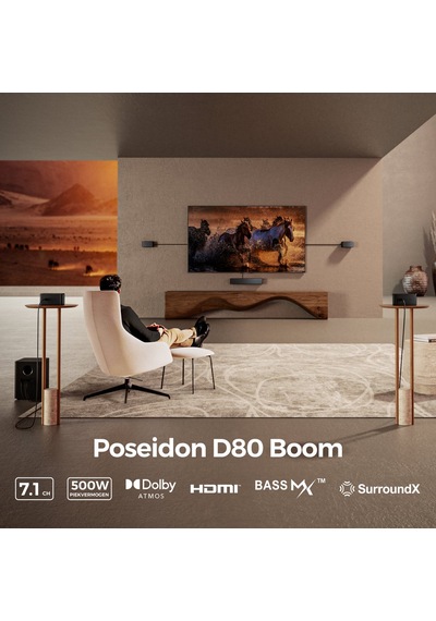 Ultımea Poseidon D80 Boom 7.1 Dolby Atmos Soundbar Kablosuz Subwoofer Hdmı Earc Bt 5.3 Utm U2623