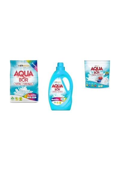 Aquabor Doğal Mineralli 4 Kg Renkliler + Sıvı Renkliler + Tablet 3 Lü Set