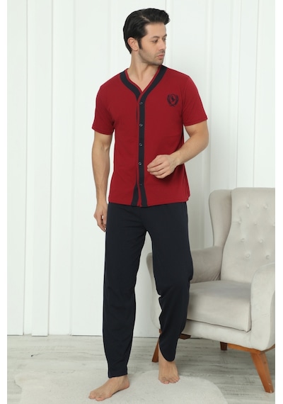 Wordex Falkom 8180 Pamuklu Penye Erkek Düğmeli Kısa Kollu Pijama Takımı Bordo Wordex Falkom 8180 Pamuklu Penye Erkek Düğmeli Kısa Kollu Pijama Takımı Bordo