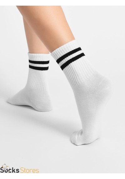 Esinti Tenis Desenli Unisex Soket Çorap 6 Adet Beyaz - Siyah