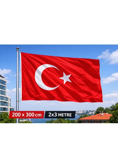 200 X 300 Cm Büyük Boy Türk Bayrağı Dış Mekâna Uygun, Dayanıklı Ve Canlı Renkli 200 X 300