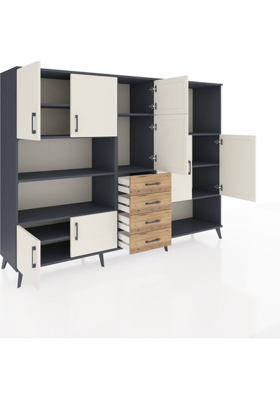 Hyperion Dolap 10 Raflı 4 Çekmeceli 8 Kapaklı 220x44x163 Antrasit Antrasit-aytaşı/çam Hyperion Dolap 10 Raflı 4 Çekmeceli 8 Kapaklı 220x44x163 Antrasit Antrasit-aytaşı/çam