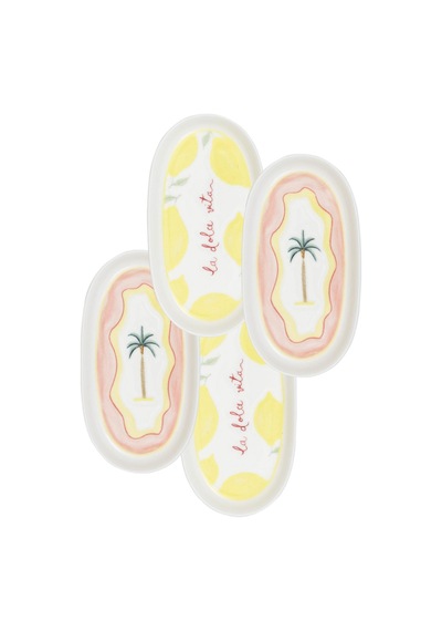 The Mia Italian Summer Oval Servis Tabağı 4lü 17 Cm Çok Renkli