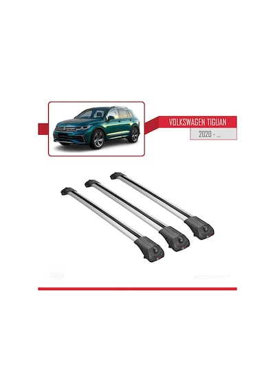 Volkswagen Tiguan 2020-2023 Arası İle Uyumlu Ace-1 Ara Atkı Tavan Barı Gri 3 Adet Bar