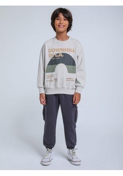 Jack Lions Erkek Bebek Downhill Yazılı Sweatshirt-14342 Gri
