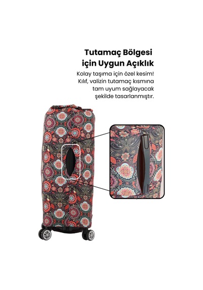 Lubros Valiz Kılıfı Bavul Koruyucu Yıkanabilir Mandala Bahçesi