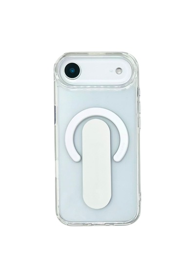 Apple iPhone 17 Air Magsafe Uyumlu Standlı Şeffaf Kılıf Beyaz
