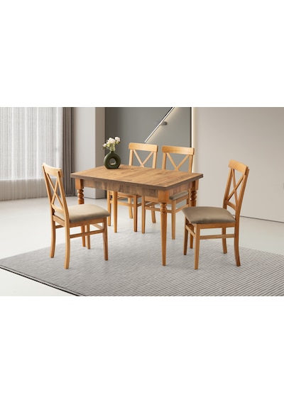 Smart Masa, Çapraz Döşemeli Sandalye, Dışbudak, 110x70 Açık Ceviz
