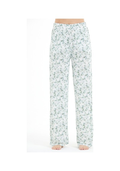 Lılac Kadın %100 Viskon Çiçek Desenli Pijama Altı Pantolon Mint Mint
