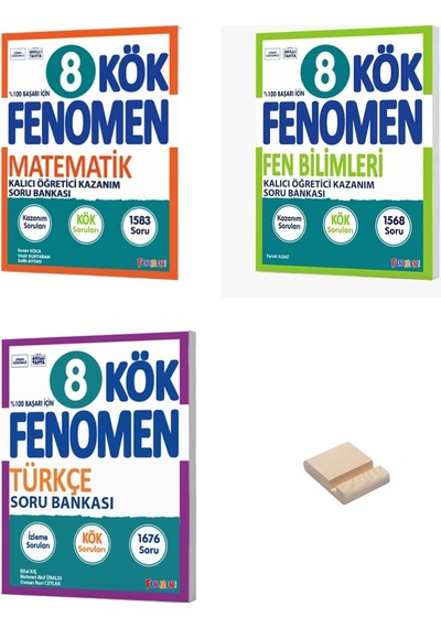 Lgs 8. Sınıf Kök Matematik Fen Bilimleri Ve Türkçe Soru Bankası 3lü Set + Telefon Standı