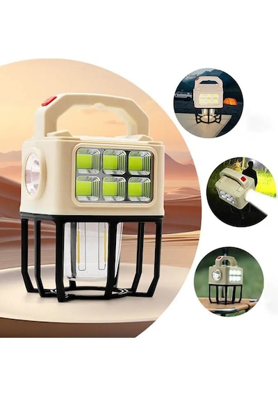 Powermaster Pm-26460 Çok Fonksiyonlu Solar Kamp Lambası Güneş Panelli Masa Lambası Ve El Feneri Diğr