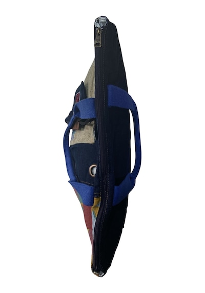 Vintage Salaş Çok Renkli Orta Boy Günlük Seyahat Gezi Omuz Çantası 36cmx34cm Mavi
