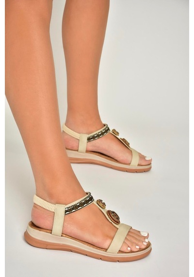 Fox Shoes U258613609 Bej Kadın Sandalet Bej-suni Deri Bej