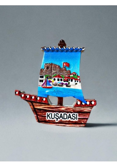 Kuşadası Kabartmalı Polyester Magnet 7cm X 7,5cm Dekoratif Hediyelik Buzdolabı Süsü Kod:1786