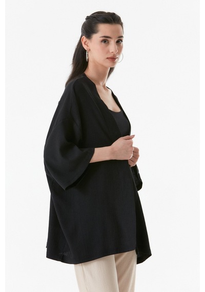 Fullamoda Basic Bürümcük Kumaş Şal Yaka Kimono 24ygb7197202080-siyah 24YGB7197202080-Siyah Fullamoda Basic Bürümcük Kumaş Şal Yaka Kimono 24ygb7197202080-siyah 24YGB7197202080-Siyah
