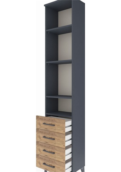 Arges Dolap 4 Raflı 4 Çekmeceli 44x30x221 Antrasit-çam Antrasit