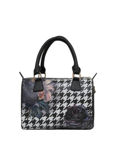 Dogo Kadın Vegan Deri Siyah El Çantası - Black Majestic Garden Tasarım Multicolor