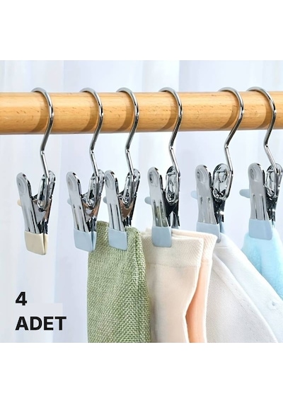 Paslanmaz Çelik Pantolon - Şal - Şapka - Fular - Atkı - Çanta Askısı Mandallı Askı - 4 Adet Metal Ma Diğer