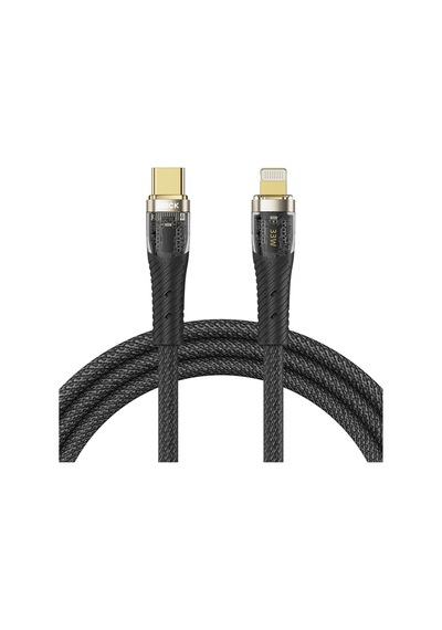 Z21 33w Usb-c To Lightning Pd 3a 2m Altın Uçlu Örgü Şarj Ve Data Kablosu Siyah