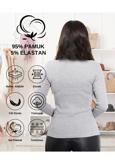 Alya Underwear Pamuklu Kaşkorse V Yaka Body Sweatshirt, Fitilli Kumaş Likralı Bluz, Asker Yeşili Badi Gri Melanj Alya Underwear Pamuklu Kaşkorse V Yaka Body Sweatshirt, Fitilli Kumaş Likralı Bluz, Asker Yeşili Badi Gri Melanj