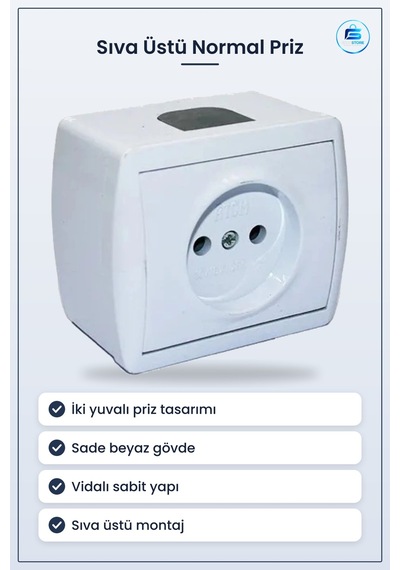 Sıva Üstü Normal Priz Elektrik Tesisat Malzemesi Mutfak Ev Ofis K