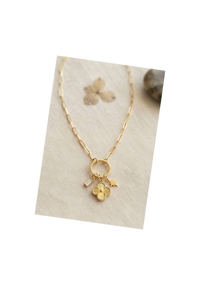 Gold Renk Ataç Zincir Yonca Model Kadın Kolye Tj-bko11208 Evimdeyokyok