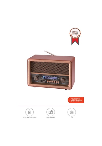 Torima D56 Ahşap Nostaljik Uzaktan Kumandalı Radyo Bluetooth Hoparlör