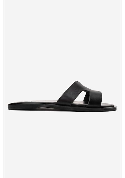 Luvishoes Bıora Siyah Hakiki Deri Kadın Terlik