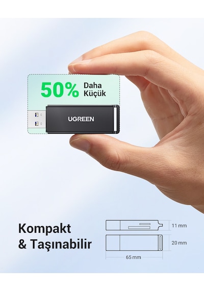 Ugreen Usb 3.0 Sd Ve Micro Sd Kart Okuyucu, Siyah, 40752