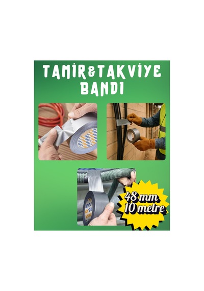 Gri Tamir Ve İzolasyon Bandı 48mm X 10 Metre - Su Geçirmez Güçlü Duct Tape Sızdırmazlık Bandı Tamir Takviye Bandı