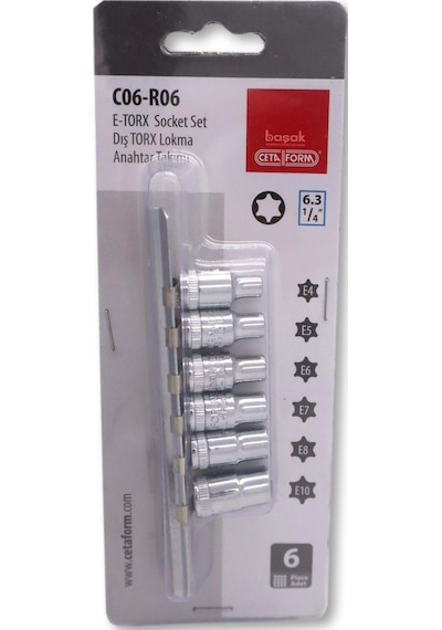 Ceta E4 - E10 Dişi Torx 1/4" Lokma Takımı 6 Parça C06-R06