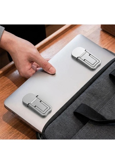 1 Çift Yapışkanlı Katlanabilir Laptop Standı Mini Notebook Yükseltici, Taşınabilir Kaymaz Laptop Ayağı 5570