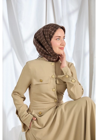 Silk Home %100 Twill İpek Eşarp S539 Kahverengi