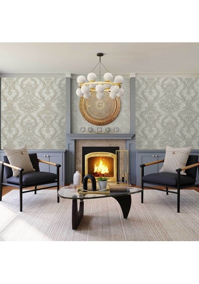Adawall Ancient Petal Design Wallpaper Zengin Damask Desen Rococo 1303-1/15 Bej 1.06x15.6m - 16.5m²