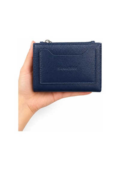 Sanmorris Unisex Fermuarlı Kartlık Çok Gözlü Kompakt Cüzdan S-2006 Lacivert