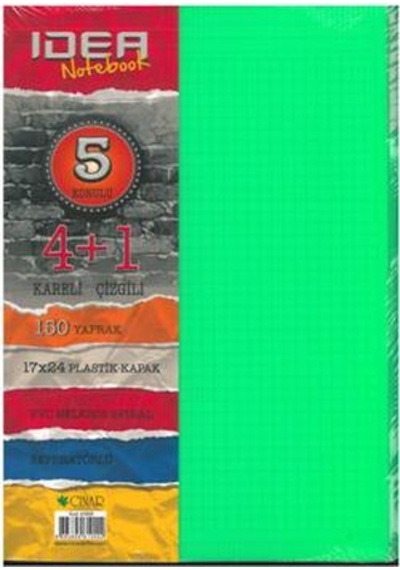 Çınar 4+1 17 x 24 Ayraçlı Defter Kapak Yeşil