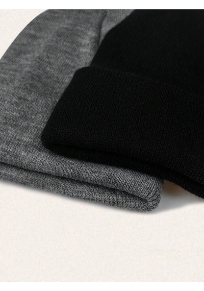 Eke Tekstil Unisex Katlamalı Antrasit,siyah 2'li Bere Seti Ekebereseti2liyeni Antrasit - Siyah