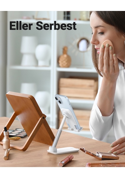 Ugreen Katlanabilir Çok Açılı Yükseklik Ayarlı Telefon Standı, Beyaz, 20434