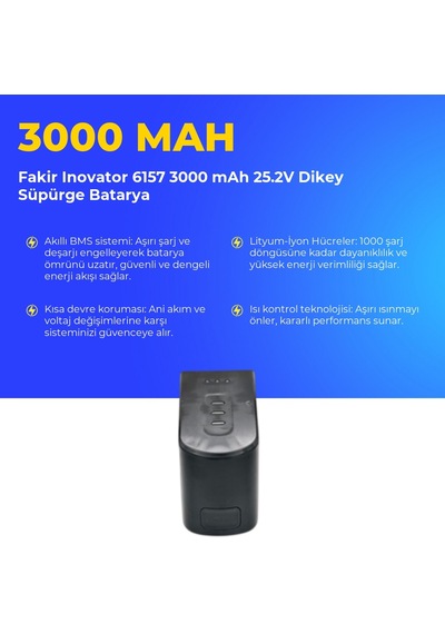 Fakir Inovator 6157 Dikey Süpürge 3000 Mah 25.2v Batarya