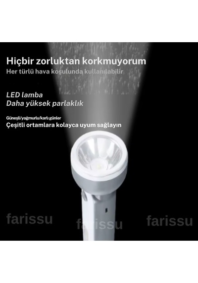 Farissu Şarjlı Taşınabilir El Feneri 200 Metre Aydınlatma Çok Renkli
