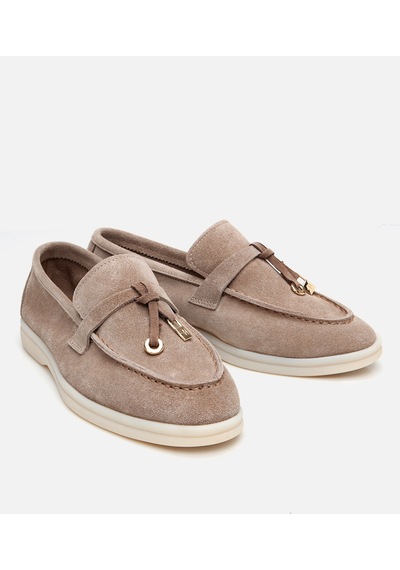 Hotiç Kadın Süet Deri Bej Klasik Loafer