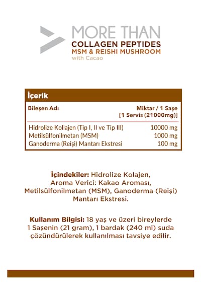 More Than Peptıdes MSM & Reıshı Mushroom Collegen 30 Saşe