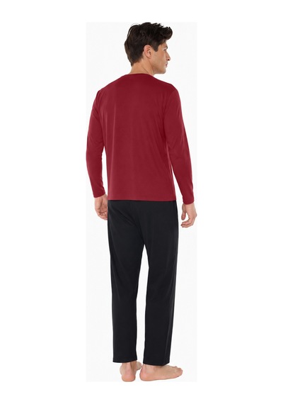 Malabadi Erkek Bordo Bisiklet Yaka Micro Modal Extra Yumuşak Kışlık Pijama Takımı 6032