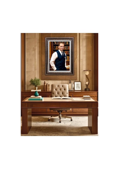 Çerçeveli Deri Atatürk Tablosu 33 Çerçeveli Tablo 61x81 Cm Diğer