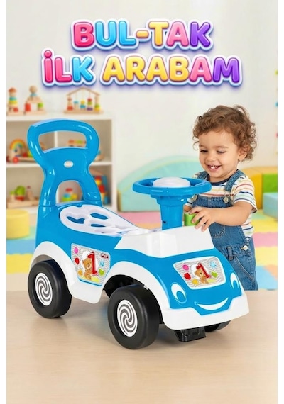 Bul-tak İlk Arabam - Çocuk İlk Adım Ve Bultak Oyuncak Eğitici 52 Cm Aktivite Arabası Mavi