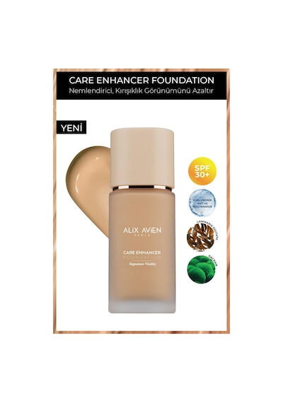 Alix Avien   Nemlendirici SPF30 Parlak Bitişli Fondöten Care Enhancer 813 Pale Amber