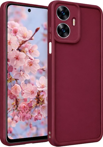 Realme C55 Uyumlu Kamera Çıkıntılı Mat Silikon Telefon Kılıfı Bordo