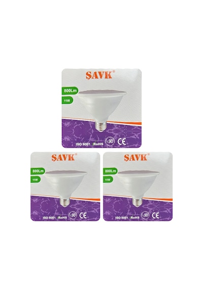 3 Adet Şavk 11w 6500k Beyaz Işık Par30 E27 Duylu Kalın Duy Led Spot Ampul
