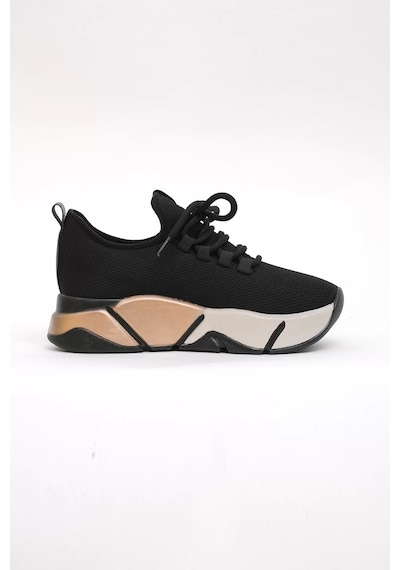 Kalın Taban Outdoor Kadın Sneaker Siyah Ayakkabı 45020 Çok Renkli