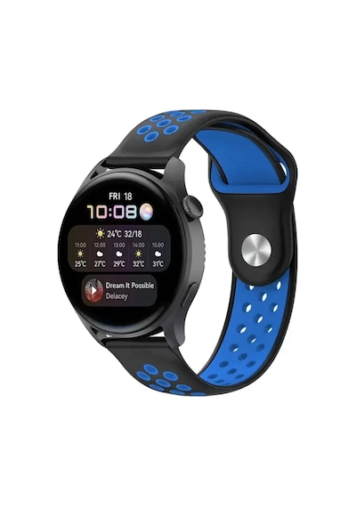 Watch 22mm Spor Delikli Kordon - Siyah-mavi Diğer
